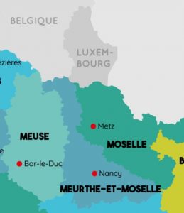 carte Moselle, Meurthe-et-Moselle, Meuse, Luxembourg