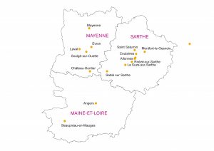 carte Sarthe, Mayenne, Maine-et-Loire